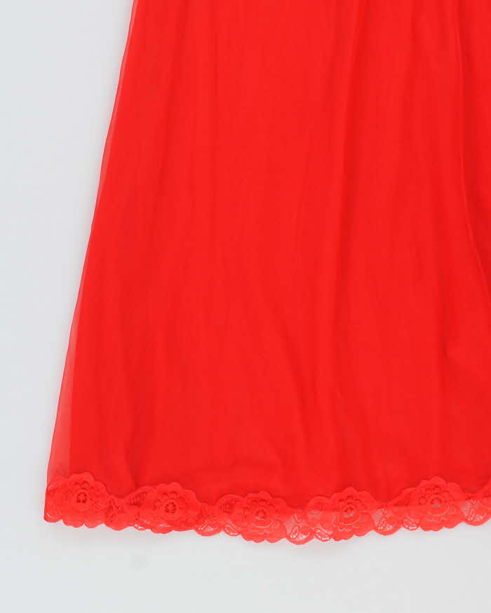 Vintage 80s Enka Perlon Red Maxi Slip Dress - M
