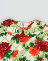 Vintage 60s Orange &amp; Green Floral Dress - S