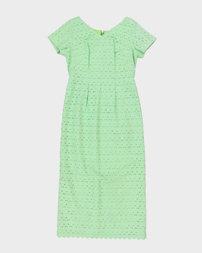 Vintage 60s Green Embroidered Dress - M