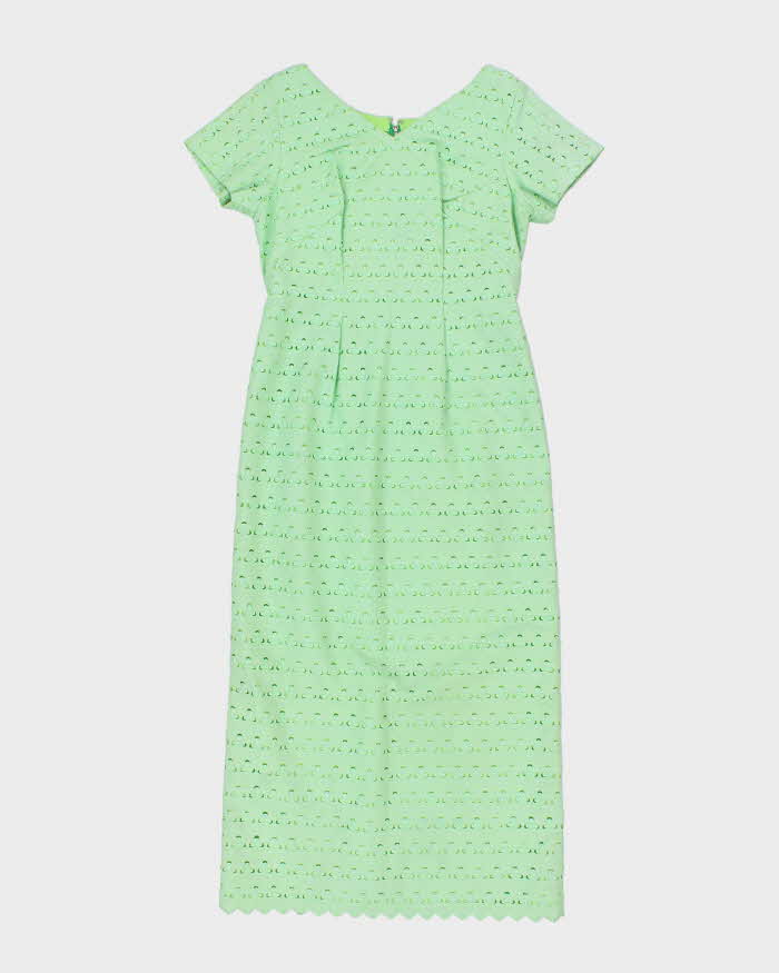Vintage 60s Green Embroidered Dress - M