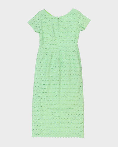 Vintage 60s Green Embroidered Dress - M