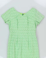 Vintage 60s Green Embroidered Dress - M