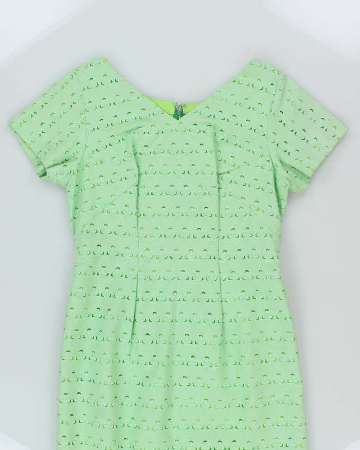 Vintage 60s Green Embroidered Dress - M