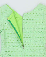 Vintage 60s Green Embroidered Dress - M