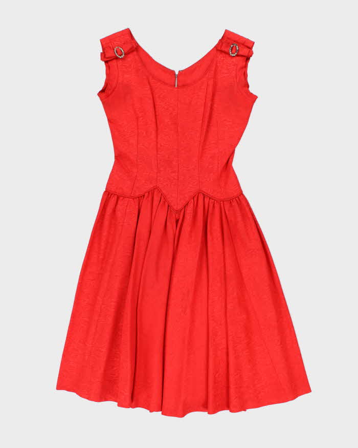Vintage 50s Red Rhinestone Detail Dress - M