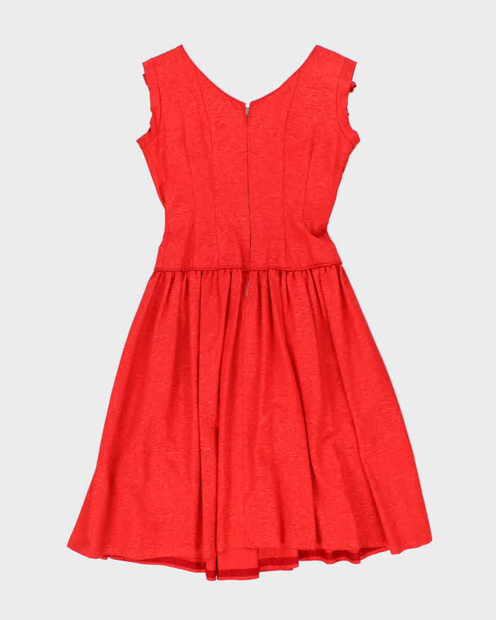 Vintage 50s Red Rhinestone Detail Dress - M