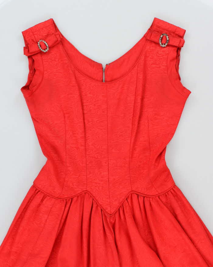 Vintage 50s Red Rhinestone Detail Dress - M
