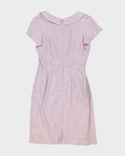 Vintage 60s Purple Floral Satin Dress - M