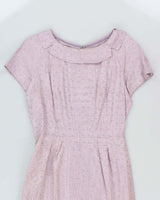 Vintage 60s Purple Floral Satin Dress - M