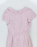 Vintage 60s Purple Floral Satin Dress - M