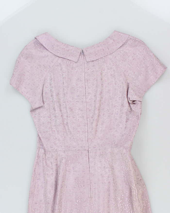 Vintage 60s Purple Floral Satin Dress - M