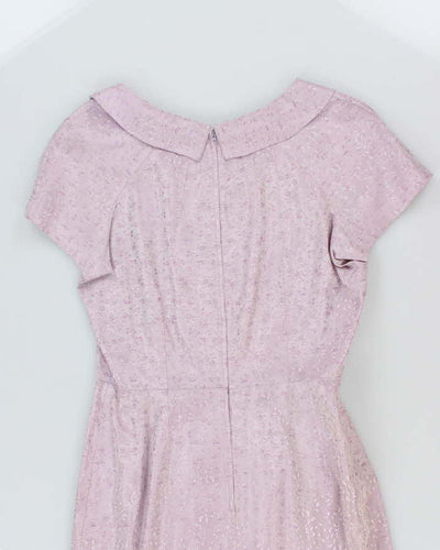 Vintage 60s Purple Floral Satin Dress - M