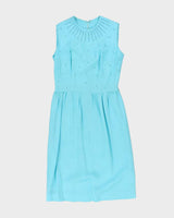 Vintage 60s Blue Beaded Dress - S