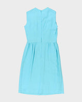 Vintage 60s Blue Beaded Dress - S