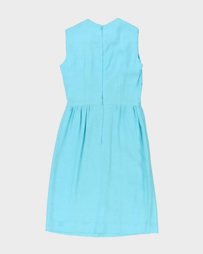 Vintage 60s Blue Beaded Dress - S