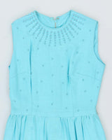 Vintage 60s Blue Beaded Dress - S