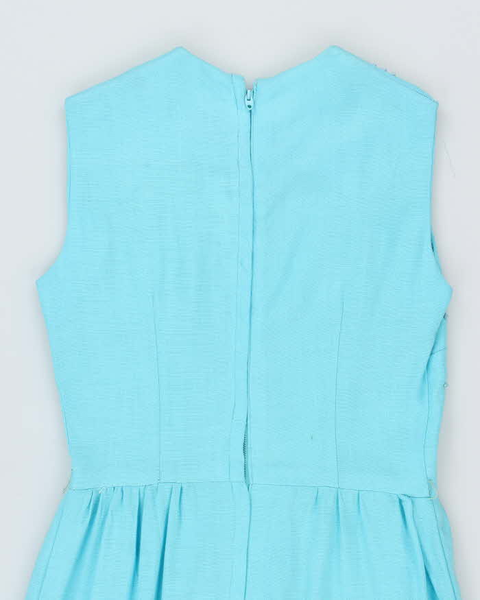 Vintage 60s Blue Beaded Dress - S