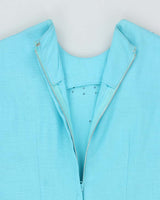 Vintage 60s Blue Beaded Dress - S