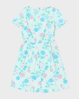 Vintage 50s Blue Floral A-Line Dress - M
