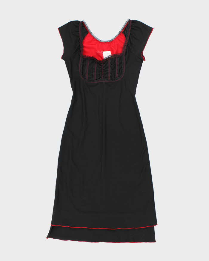Vintage 90s Black & Red Midi Dress - S