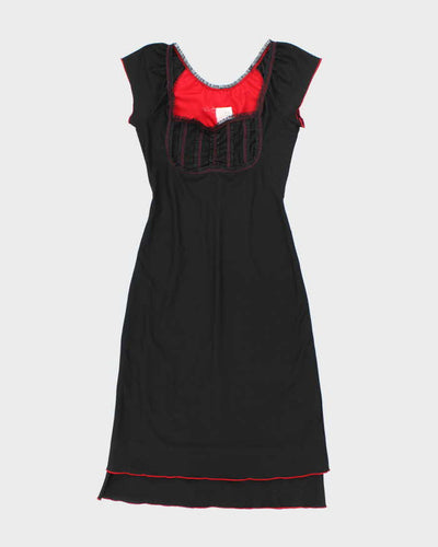 Vintage 90s Black & Red Midi Dress - S