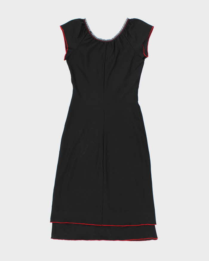 Vintage 90s Black & Red Midi Dress - S