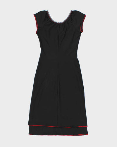 Vintage 90s Black & Red Midi Dress - S