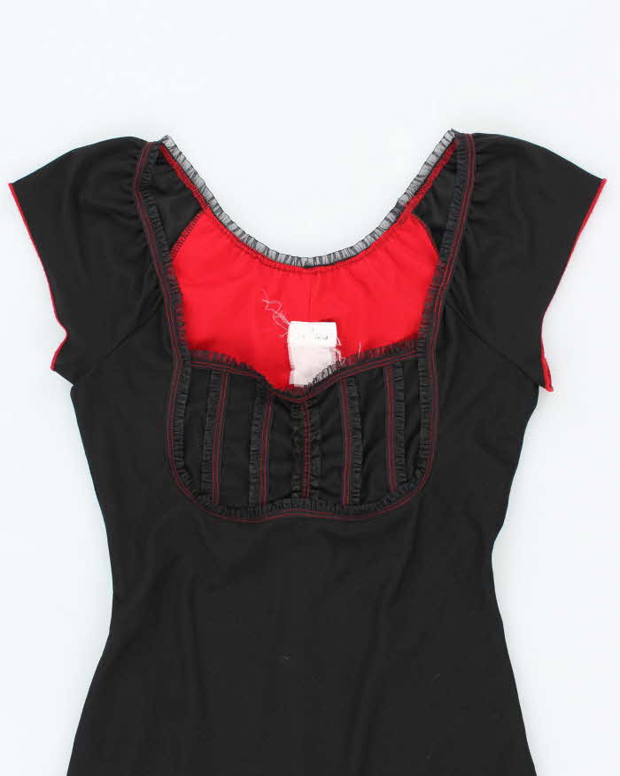 Vintage 90s Black & Red Midi Dress - S