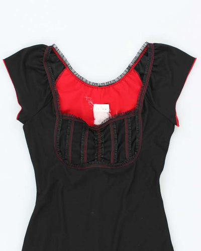 Vintage 90s Black & Red Midi Dress - S