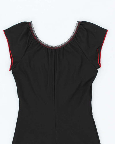 Vintage 90s Black & Red Midi Dress - S
