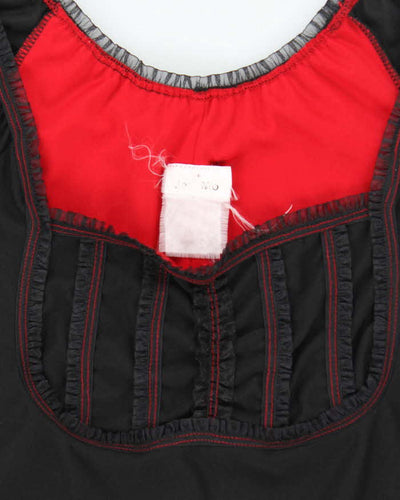 Vintage 90s Black & Red Midi Dress - S