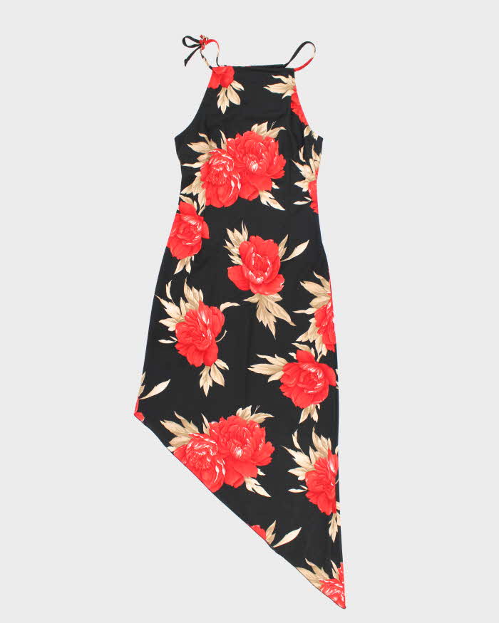 Vintage 90s Jacquline Conor Asymmetric Hem Floral Dress - S