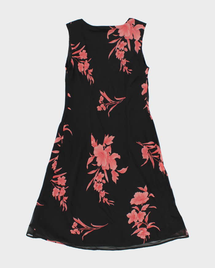 Vintage 90s Black Floral Maxi Dress - M