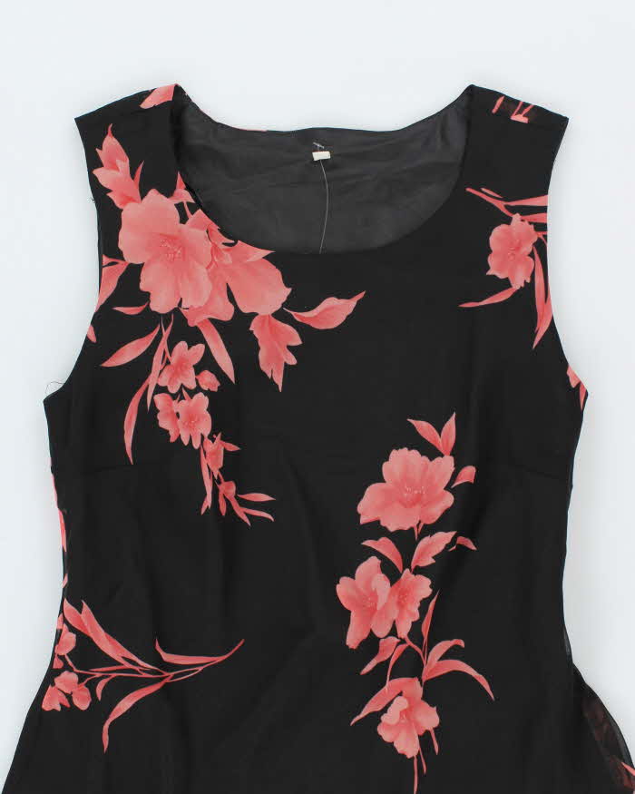 Vintage 90s Black Floral Maxi Dress - M