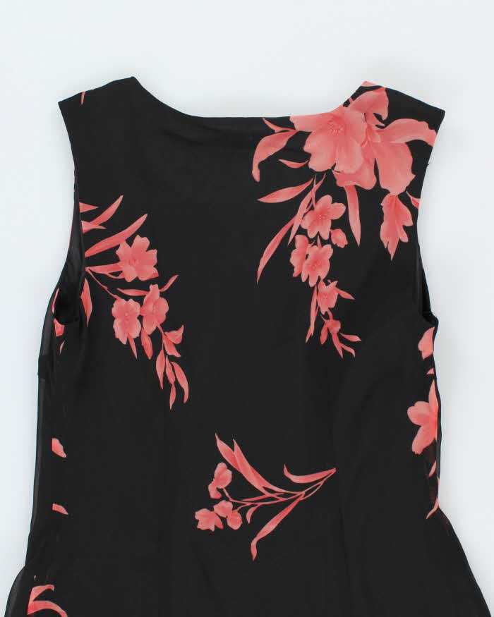 Vintage 90s Black Floral Maxi Dress - M
