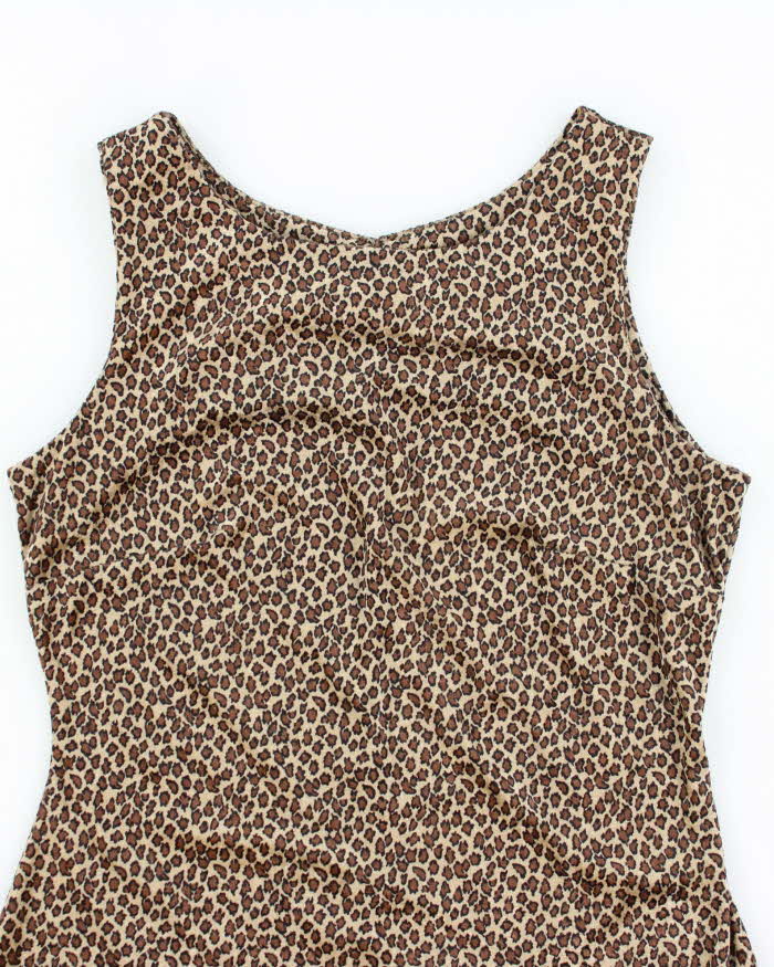 Vintage 90s Reitmans Velvet Leopard Print Dress - M
