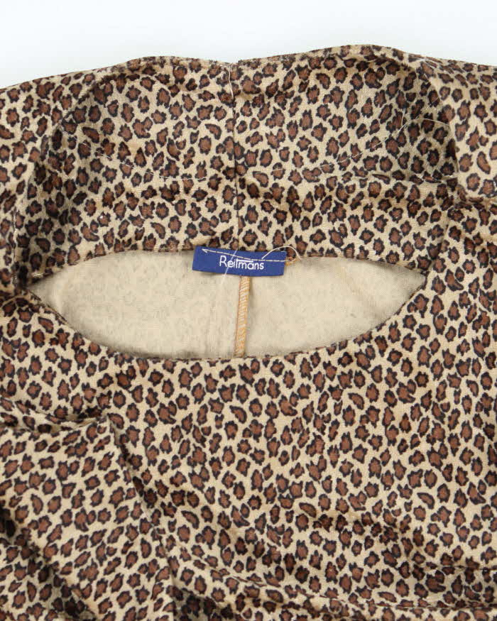 Vintage 90s Reitmans Velvet Leopard Print Dress - M