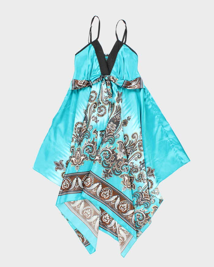 Vintage Y2k 00s Glam & Fame Satin Handkerchief Hem Dress - S/M