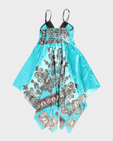 Vintage Y2k 00s Glam &amp; Fame Satin Handkerchief Hem Dress - S/M