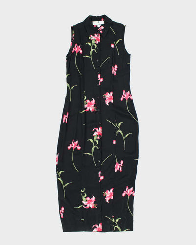 Vintage 90s Devonshire Cream Button-Up Floral Dress - M