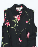 Vintage 90s Devonshire Cream Button-Up Floral Dress - M