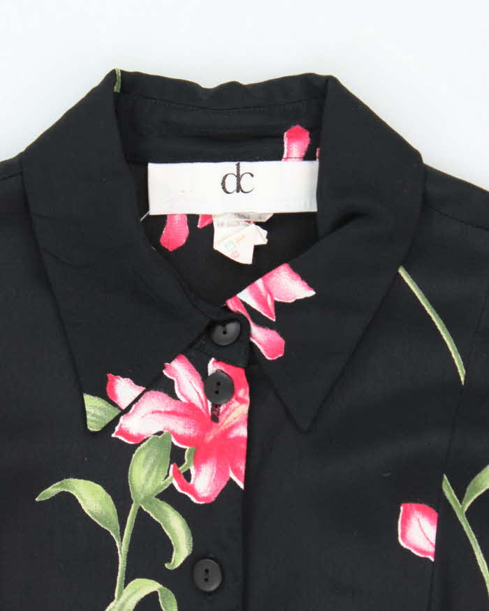 Vintage 90s Devonshire Cream Button-Up Floral Dress - M