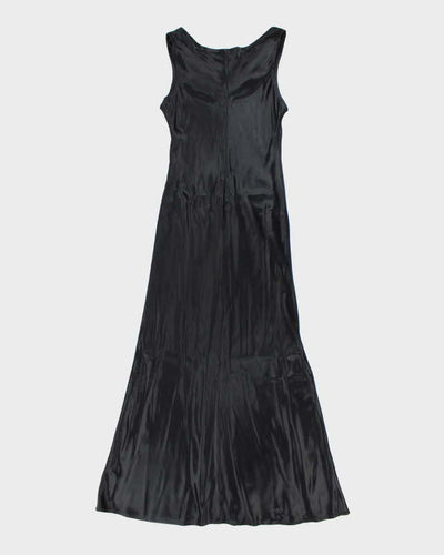 Vintage 90s V.I.Petites Black Satin Cowl Neck Dress - S