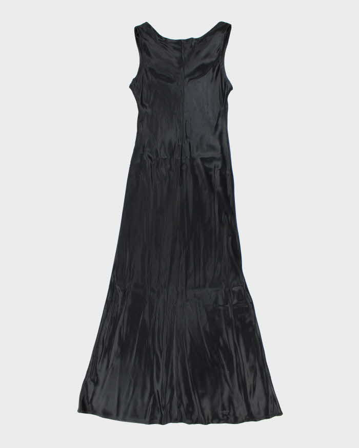 Vintage 90s V.I.Petites Black Satin Cowl Neck Dress - S