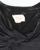 Vintage 90s V.I.Petites Black Satin Cowl Neck Dress - S