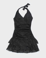 Vintage Y2k 00s Sparkly Halter Mini Dress - XS
