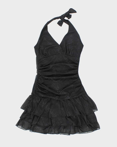 Vintage Y2k 00s Sparkly Halter Mini Dress - XS