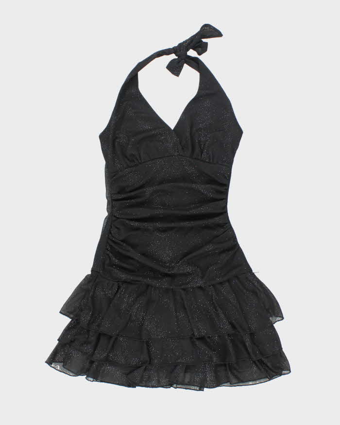 Vintage Y2k 00s Sparkly Halter Mini Dress - XS