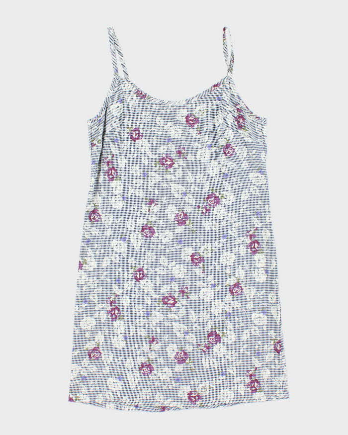 Vintage 90s Linen Pattern Mini Dress - M