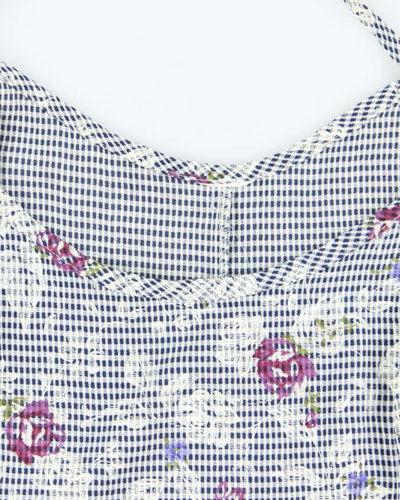 Vintage 90s Linen Pattern Mini Dress - M